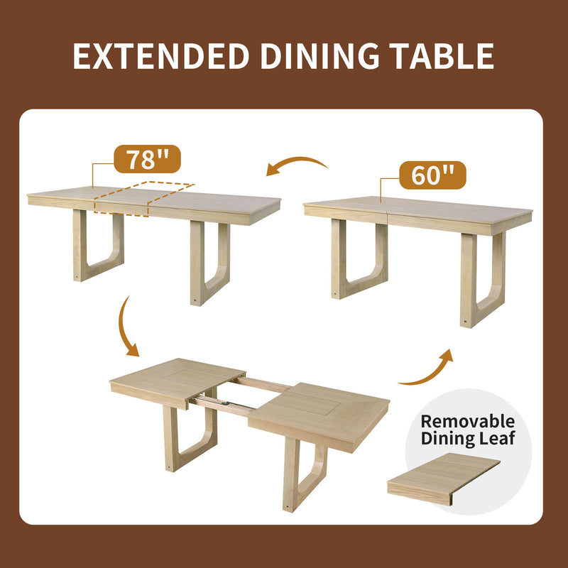 Extendable Dining Set, Farmhouse Extendable Table With Upholstered Chairs