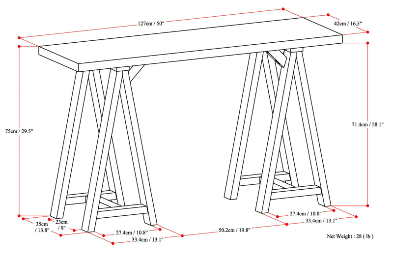 Sawhorse - Handcrafted Console Sofa Table