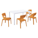 4 Piece Set Of Modern Designed Single Chairs With Long Table