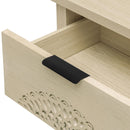 Hollow Carved 3 Drawer Cabinet Dresser Storage Chest With Metal Handles For Living Room Bedroom - Natural