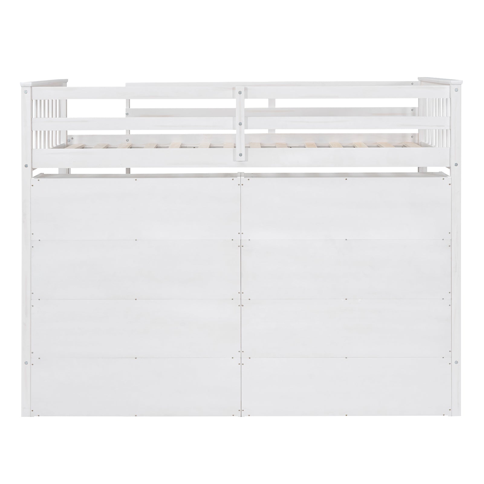 Twin Size Loft Bed with 8 Open Storage Shelves and Built-in Ladder, White - Atlantic Fine Furniture Melbourne FL
