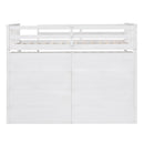 Twin Size Loft Bed with 8 Open Storage Shelves and Built-in Ladder, White