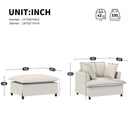 Oversized Chaise Lounge Indoor Single Sofa Bed With Wide Seat, Upholstered Lazy Sleeper Armchair With Movable Ottoman Reading Couch Set