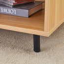 Spider- Web Textured Modern Coffee Table Geometric Art And Practical Design - Natural Wood