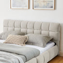 Modern Platform Bed Frame With Thick Chenille Fabric