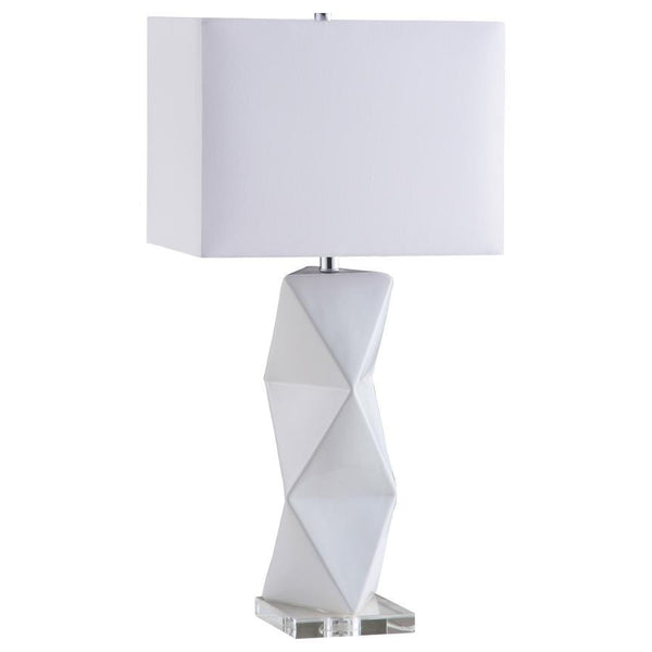 Camie - Geometric Ceramic Base Table Lamp - White