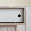 Rustic Entryway Console Table With Sliding White Doors And Wood Legs - Natural