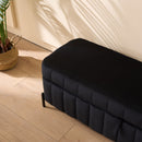 Wide Upholstered Velvet Storage Soft Bench Ottoman With Metal Legs