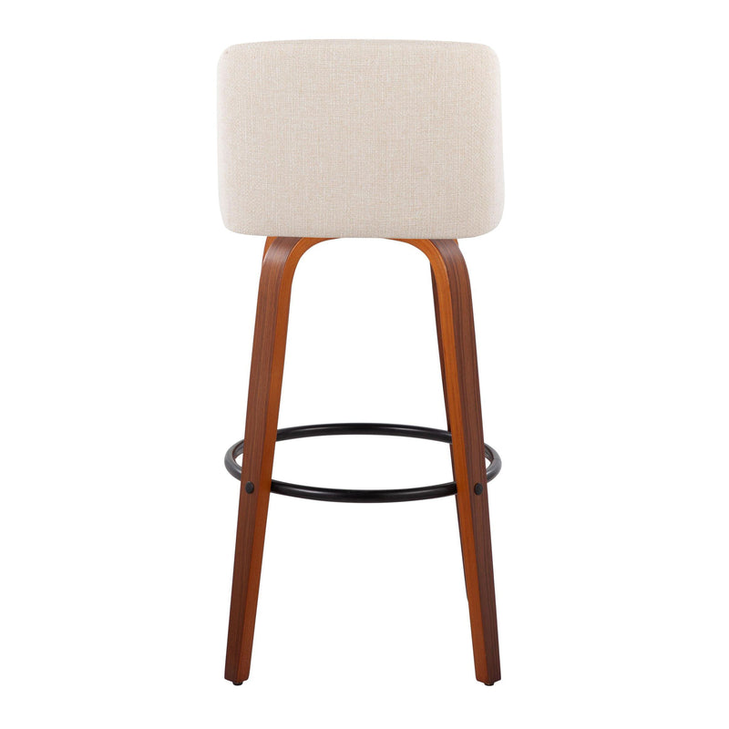 Toriano - Mid Century Modern Fixed Height Barstool Swivel And Round Footrest (Set of 2)