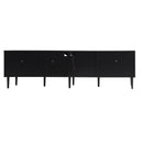 Rattan TV Stand With 3 Cabinets & 2 Drawers, Rattan-Inspired Media Console Table For Tvs Up To 80'', LED Light Entertainment Center, TV Cabinet For Living Room - Black