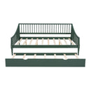 Full Size Daybed with Trundle and Support Legs, Green