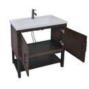 Modern Freestanding Bathroom Vanity With Ceramic Sink, Hot And Cold Faucet, Storage Cabinet & Open Shelf