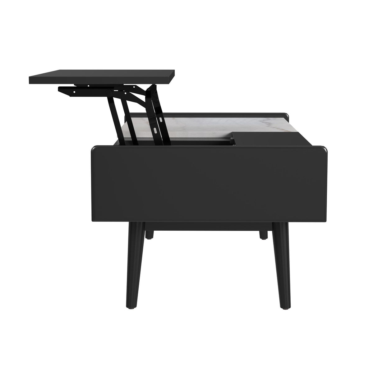 Lanette Coffee Table With White Marble And Lift-Top in Black by Elements International, view 3