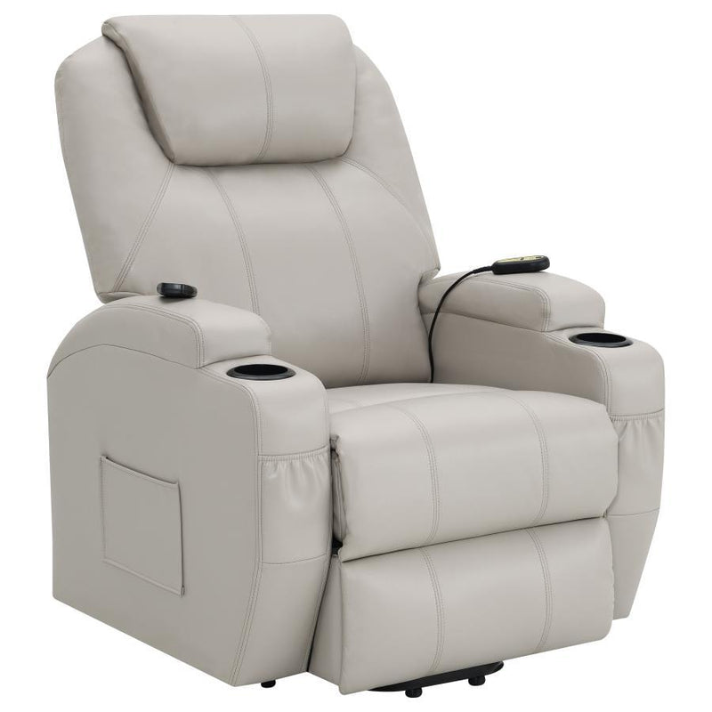 Sanger - Upholstered Power Lift Massage Recliner