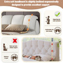 Queen Size Luxury Upholstered Bed With Thick Headboard, Leather Queen Bed with Oversized Padded Backrest, White(Expect Arrival Date 2024/3/27)