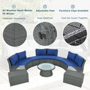 10 Piece Outdoor Sectional Half Round Patio Rattan Sofa Set
