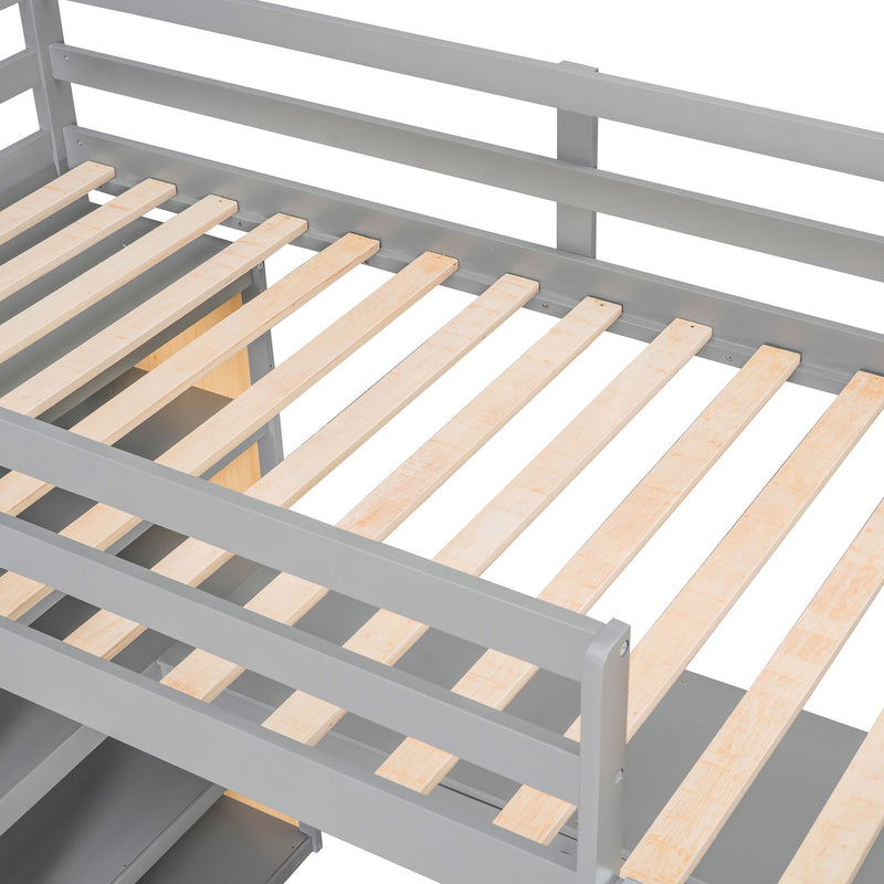 Loft Bed With Ladder, Shelves, And Desk