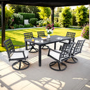 Modern Classic Outdoor Patio Dining Set, Rectangular Table & Dining Chairs, Rust Free, Weather Resistant