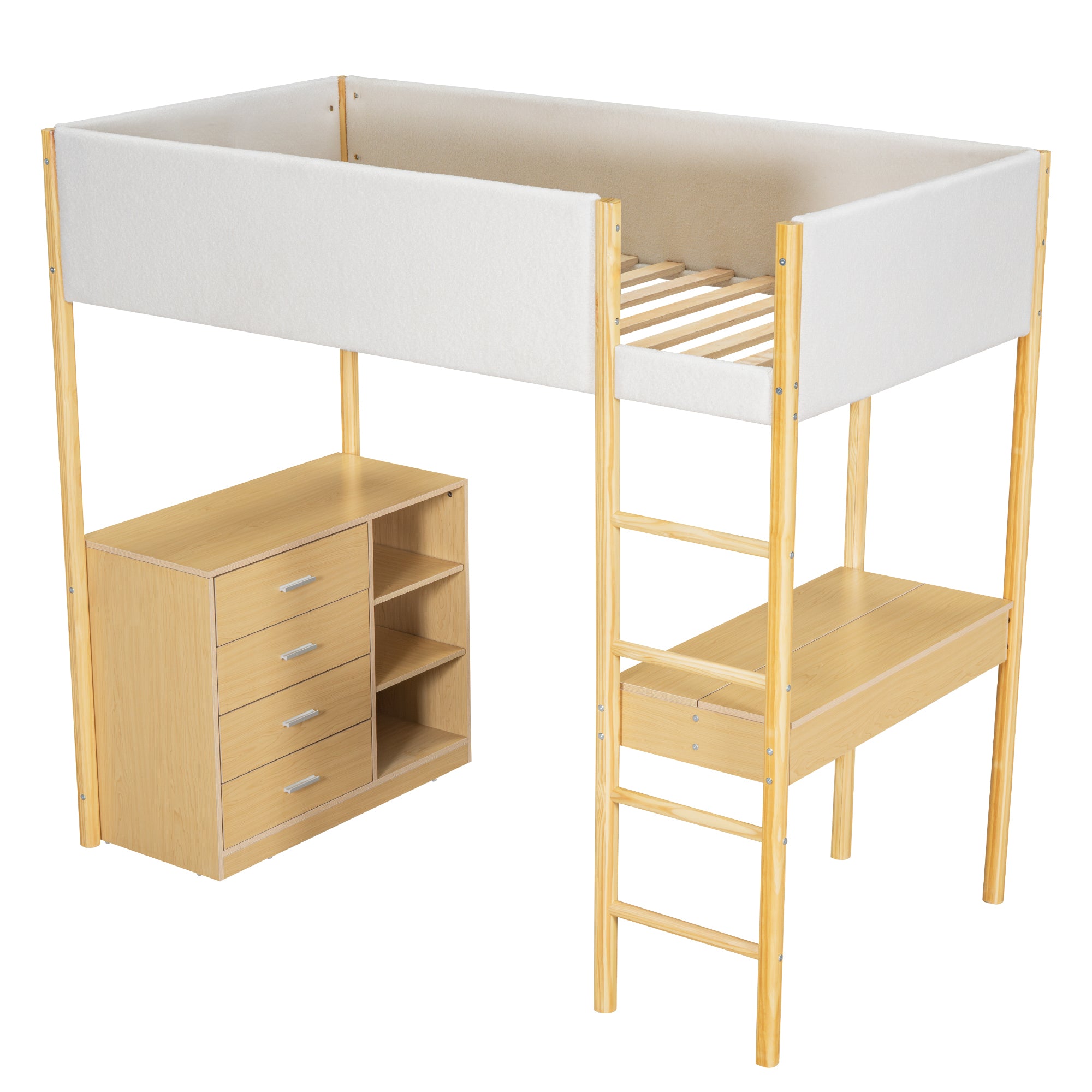 Twin Size Teddy FleeceLoft Bed Wood Bed, Natural - Atlantic Fine Furniture Melbourne FL