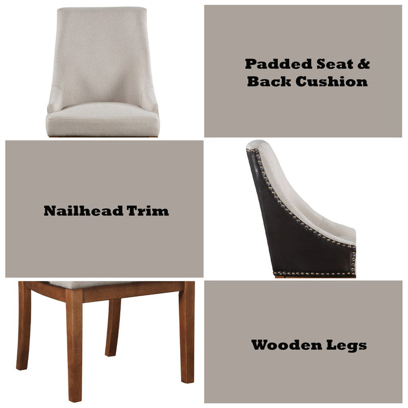 Gilsea - Fabric & Synthetic Leather Side Chair (Set of 2) - Beige & Brown Finish