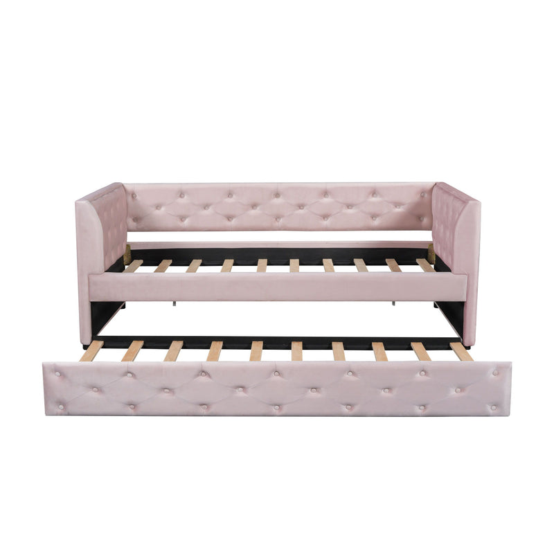 Upholstered Tufted Daybed With Trundle