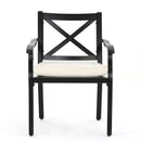 Outdoor Dining Chair Set With Water Resistant Cushions - Black / Ivory
