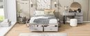 Queen Size Platform Bed with 6 Storage Drawers,Antique White