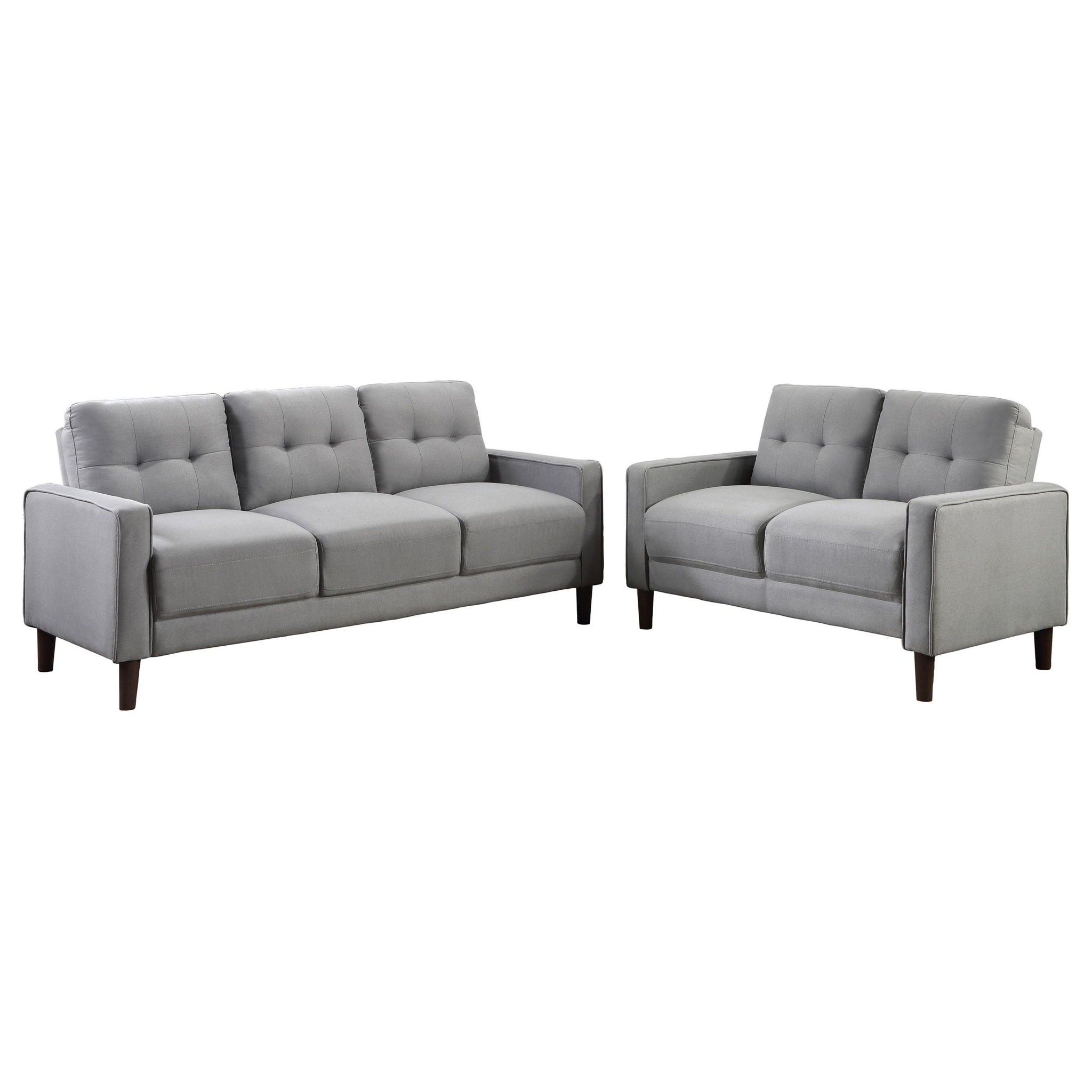 Bowen 2-piece Upholstered Track Arm Tufted Sofa Set Grey