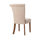 Roll Back Button Tufted Armless Dining Chairs (Set of 2) - Cream