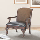 Lucille - Arm Chair, Jacquard Fabric Back - Brown