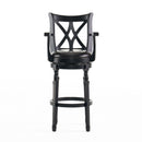 Elegant Leather Swivel Bar Stool With Arms - Espresso