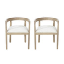 Modern Mid Century Dining Arm Chair Set With Upholstered Frame - Natural