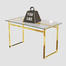 Modern Minimalist Rectangular Dining Table With Tempered Glass Top