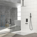 12" Ceiling Mount Shower System With Waterfall Tub Spout And Rough In Valve - Matte Black
