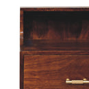 T Bar Raised Back Bedside Table - Chestnut