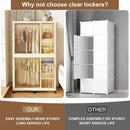 Portable Wardrobe Closet Storage Organizer For Clothes, 6 Magnetic Doors With 6 Cubes & 2 Hanging Rods, 6 Hangers - Cream White