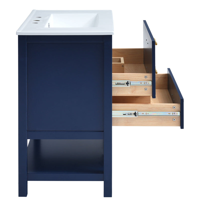 Modern Bathroom Vanity Cabinet Combo With Open storage, Two Drawers