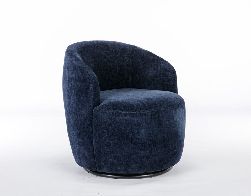 Chenille Fabric Swivel Accent Armchair Barrel Chair With Powder Coating Metal Ring