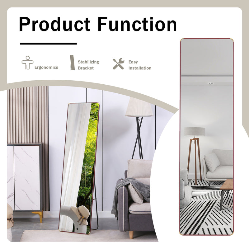 4Th Generation Floor Standing Full Length Mirror Wall Mounted Glass - Transparent