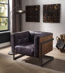 Sagat - Accent Chair - Antique Ebony Top Grain Leather & Rustic Oak - Atlantic Fine Furniture Inc