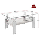 Modern Rectangular Coffee Table With Tempered Glass Top