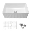 Ceramic Farmhouse Sink With Deep Basin And Stainless Steel Grid