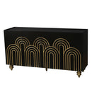 Modern Fluted Sideboard Buffet With Storage, Curve Element, 4 Doors With Adjustable Shelves