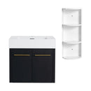 Modern Wall Mounted Bathroom Vanity With Resin Sink And Storage Rack