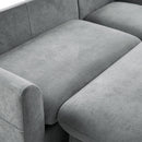 Upholstered L Shaped Sectional Sofa With Storage, Movable Ottoman, And 6 Throw Pillows