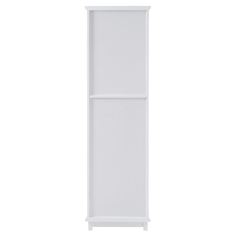 Tall Bathroom Storage Cabinet With Glass Doors, Free-Standing, Two Drawers, And Adjustable Shelves, MDF Board, Painted Perfect For Displaying Your Favorite Items