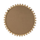 Wood Round Mirror With Beaded Frame, Circle Wall Mirror For Living Room Bedroom Entryway - Brown