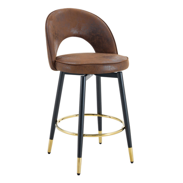 Upholstered Rotatable Bar Chair With Metal Legs For Dining Room