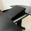 Dining Table For Farmhouse Kitchen Expandable Oval Table Top With Removable Leaf Trestle X Shaped Base - Black