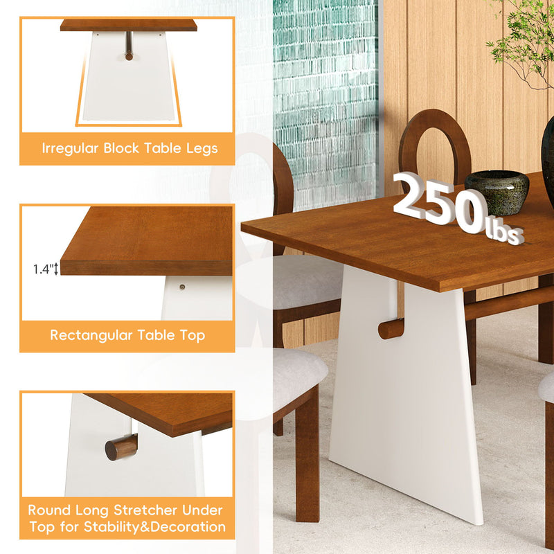 7 Piece Dining Table Set With Trestle Dining Table And 6 Upholstered Dining Chairs